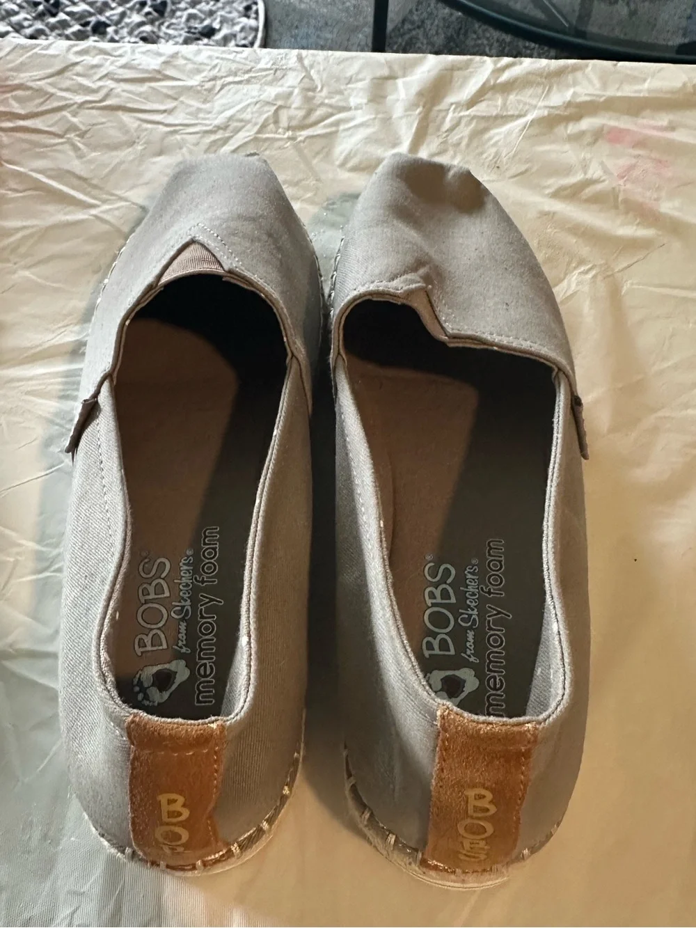 Bobs Memory Khaki Espadrille Slip-On Women's Casual Shoe 10W Worn Once Like New